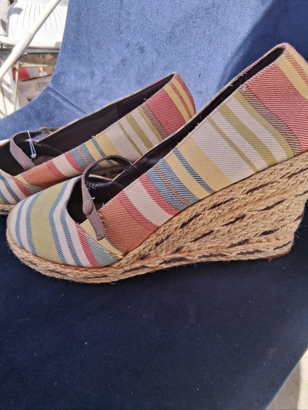 Dexter Striped Canvas Mary Jane Flats - Yellow, Blue, Red - Picture 2 of 6